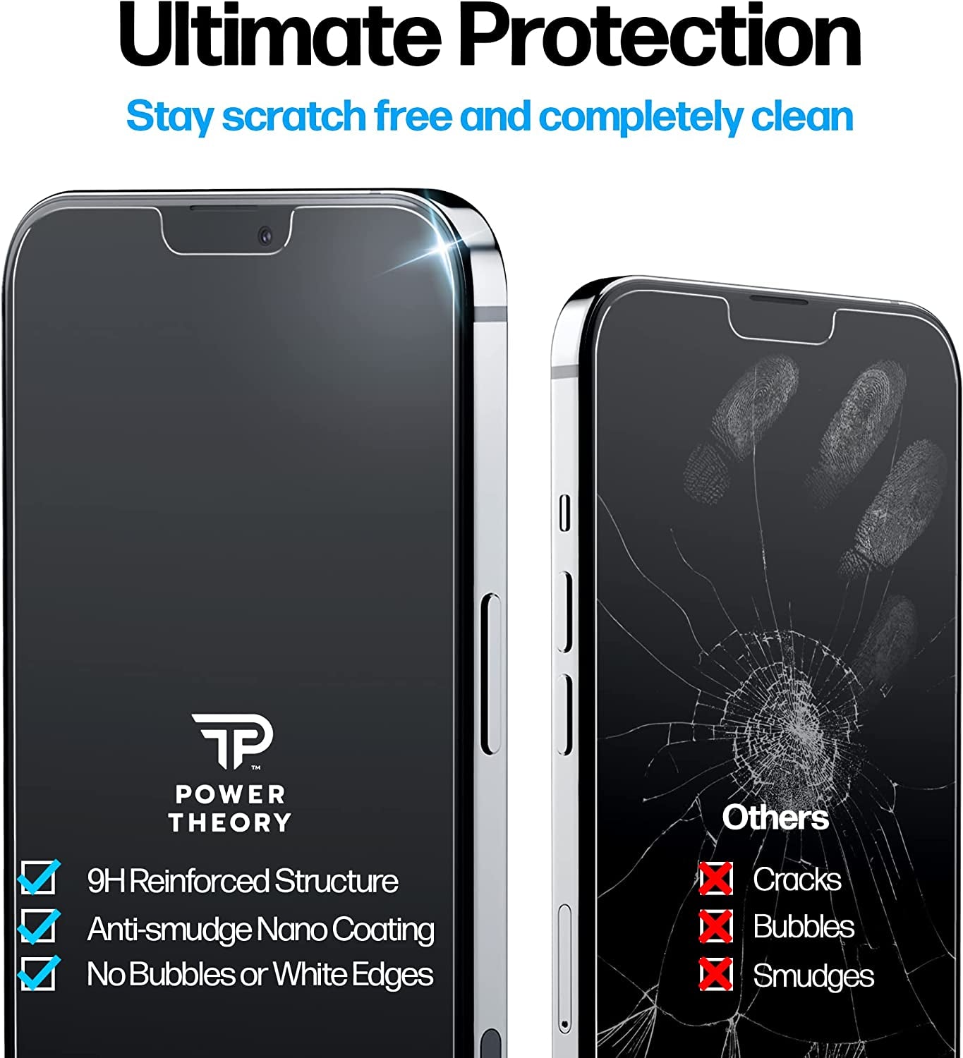 Power Theory Privacy Screen Protector for Iphone 14, Iphone 13, Iphone 13 Pro Tempered Glass anti Spy Protection with Easy Install Tray  Power Theory   