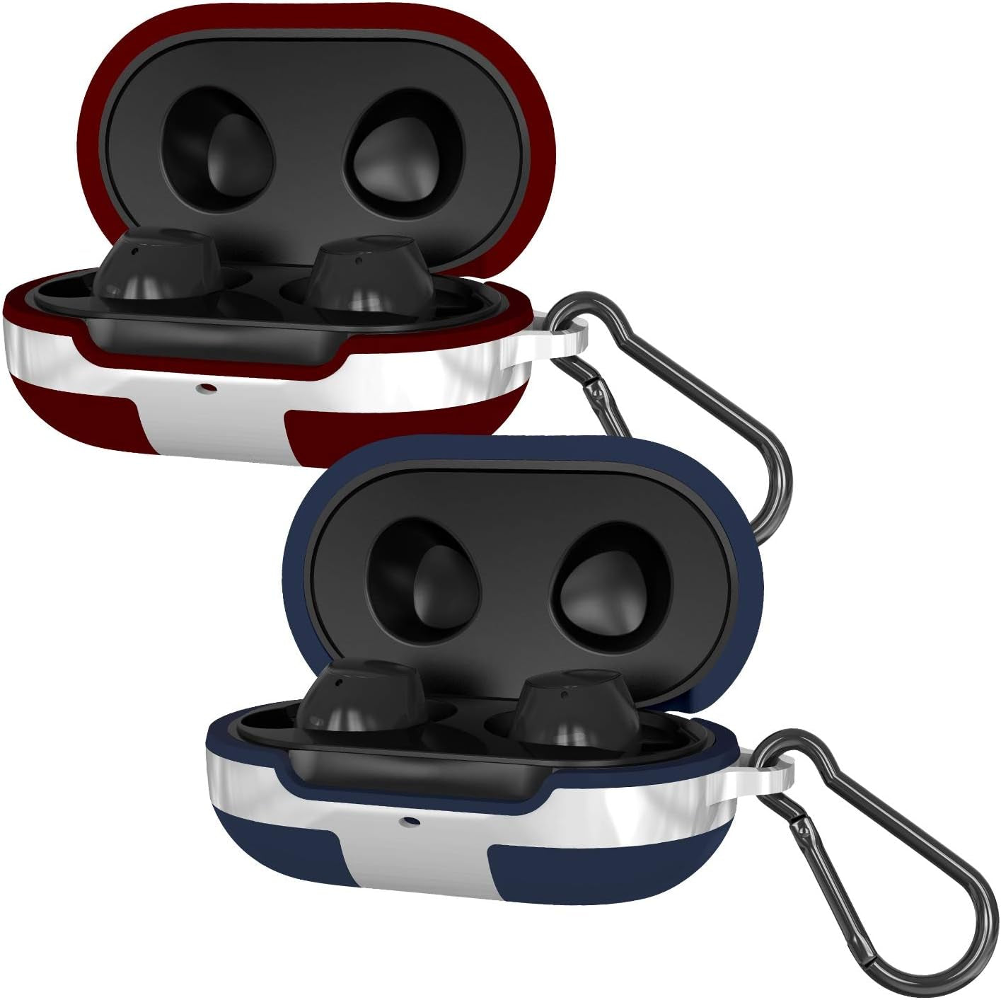 2 Packs Silicone Cover for Galaxy Buds Case/Galaxy Buds + plus Case,With Carabiner Full Body Protections Skin Accessories Compatible Samsung Galaxy Buds plus (Navy Blue and Burgundy)  meiyasy   