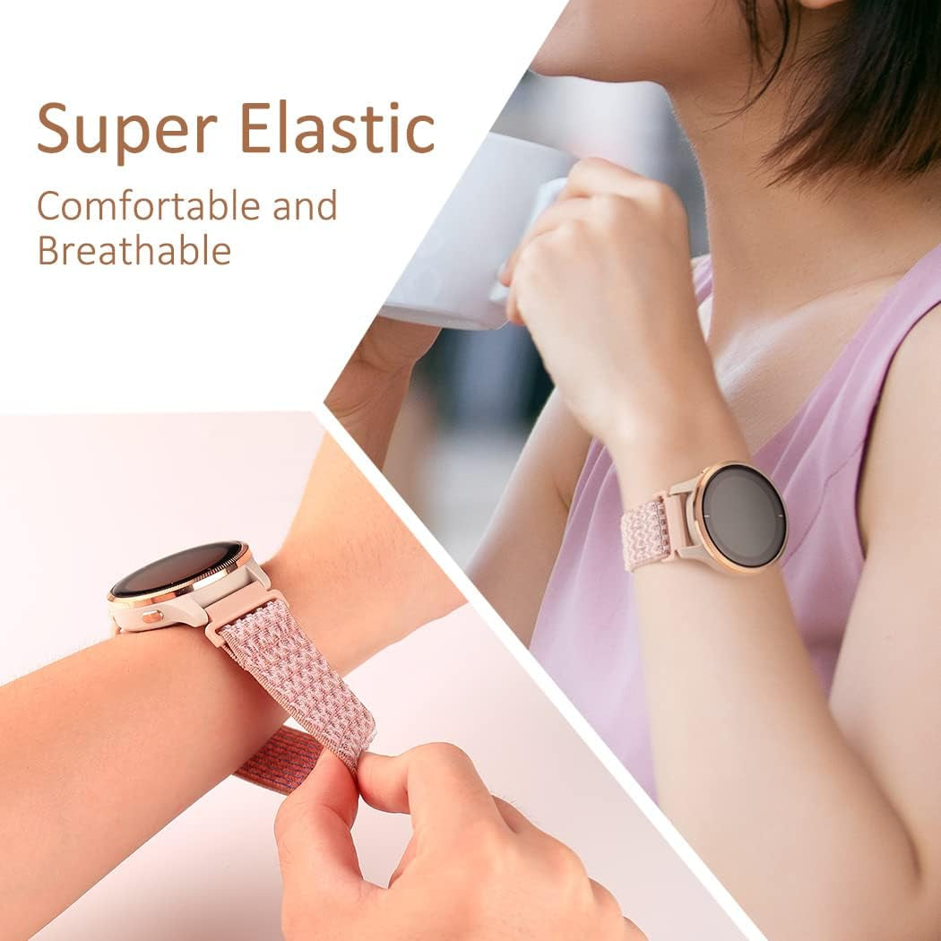 3 Pack Stretchy Nylon Watch Bands Compatible with Garmin Venu/Venu Sq, 20Mm Loop Elastic Straps for Garmin Vivoactive 3,Venu 2 Plus,Vivoactive 3 Music,Forerunner 645/55/245 Music for Women Men.  bolesi   