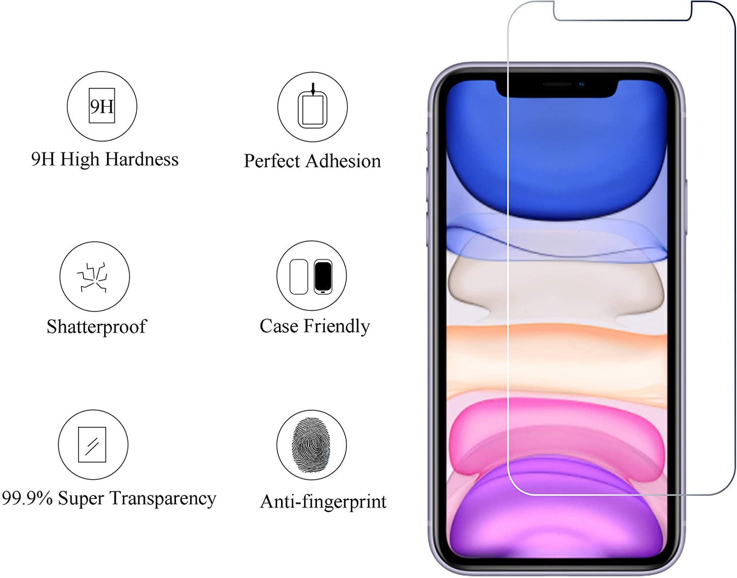 Ailun 2Pack Screen Protector Compatible for Iphone 11[6.1 Inch] + 2 Pack Camera Lens Protector,Tempered Glass Film,[9H Hardness] - HD  Ailun   