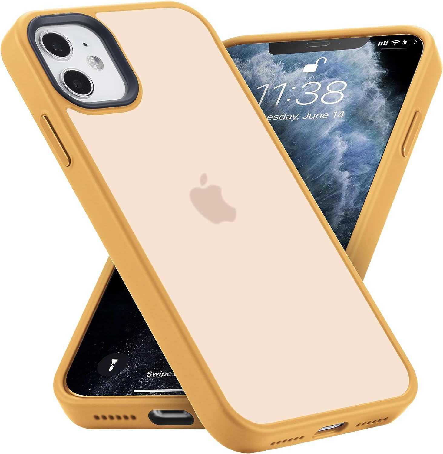 Yriklso for Iphone 11 Magnetic Case, Built in Magnets Compatible with Magsafe, Translucent Matte Hard PC Back Cover + Soft TPU Frame Slim Bumper Case for Iphone 11 （6.1"）,Black  Yriklso Bright Orange  