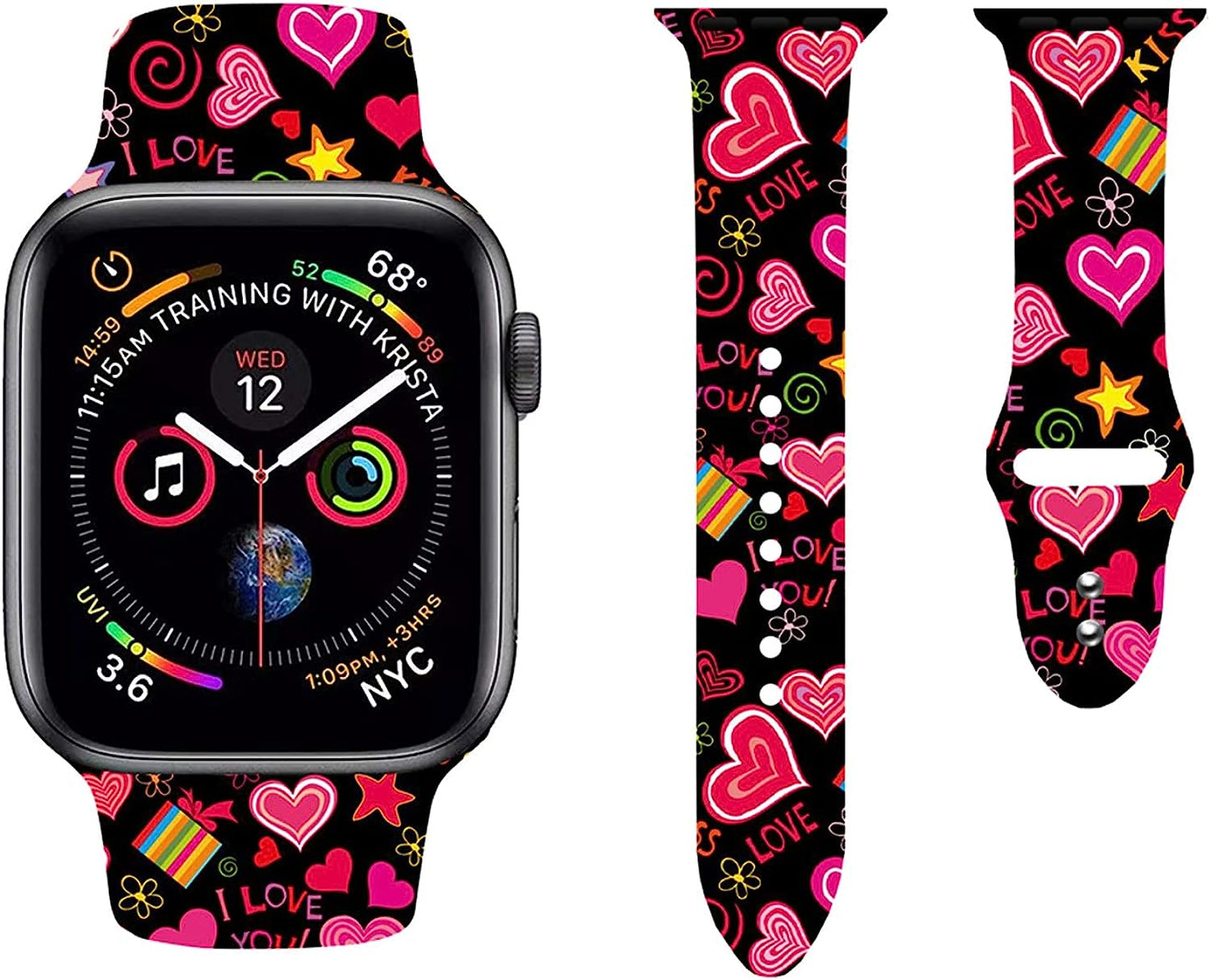 Valentine'S Day Gifts Sport Watch Band Compatible with Apple Watch 38Mm 40Mm 41Mm 42Mm 44Mm 45Mm for Women Men,Adjustable Replaceable Soft Silicone Smartwatch Straps for Iwatch Series SE 7 6 5 4 3 2 1  OHGOEHO   