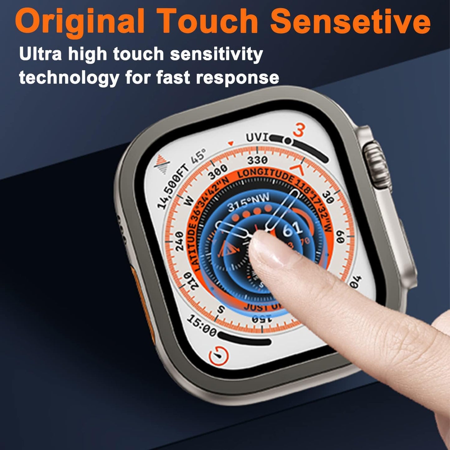 COJOC for Apple Watch Ultra Screen Protector 49Mm,Hd Tempered Glass + Titanium Alloy Frame,[Keep Original] [Touch Sensitive] Lightweight Protective Glass Film for Iwatch Ultra Accessories,Original  COJOC   