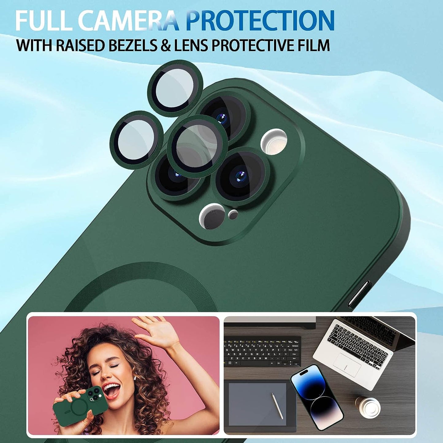 Womdakon Magnetic Case for Iphone 12 Pro Max Phone Case for Women, [Adaptation with Magsafe] Matte Luxury Soft Metallic Luster Design for Iphone 12 Pro Max 6.7'' with Camera Protector-Green  Womdakon   