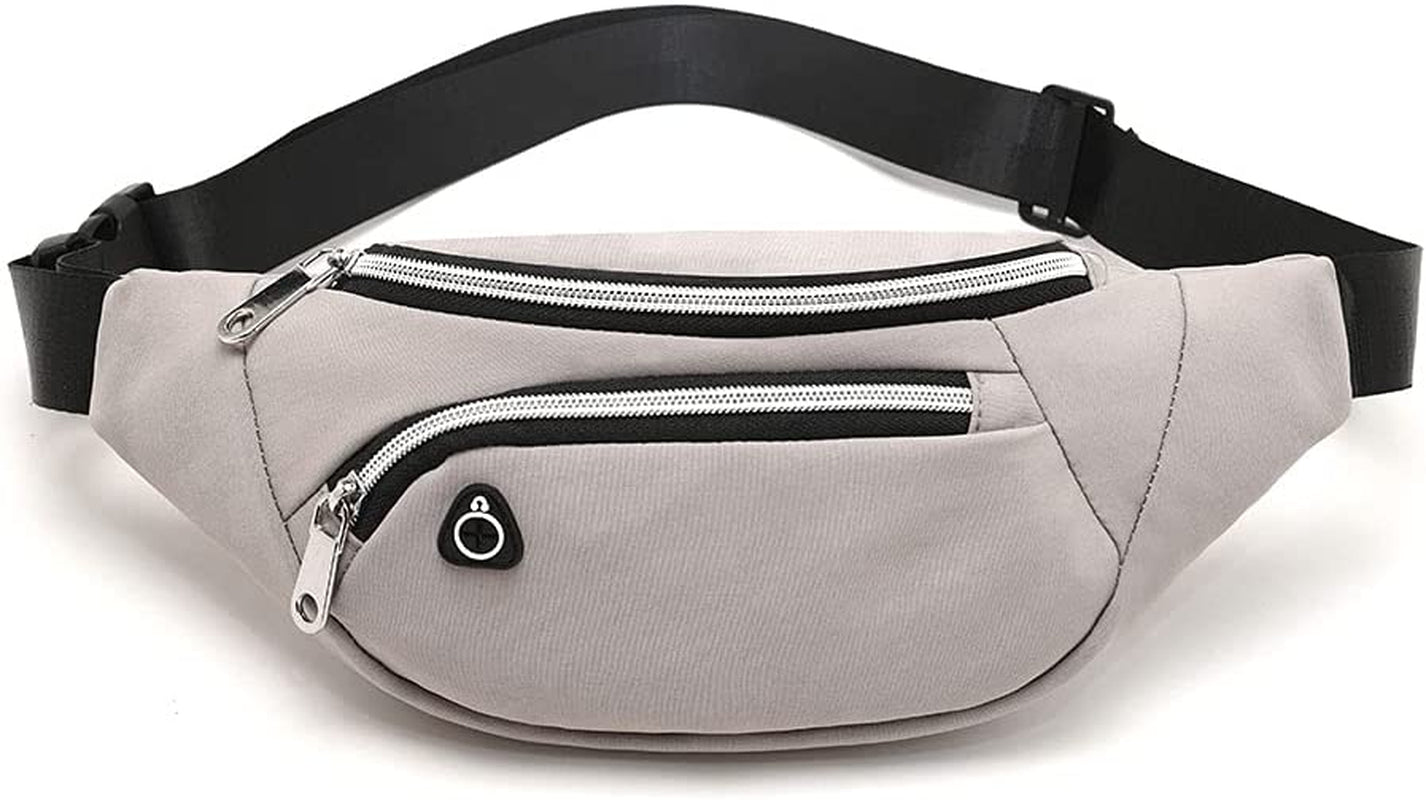 YUNGHE Waist Pack Bag for Men&Women - Fanny Pack for Workout Traveling Running.  YUNGHE (With headphone hole)Light Gray  