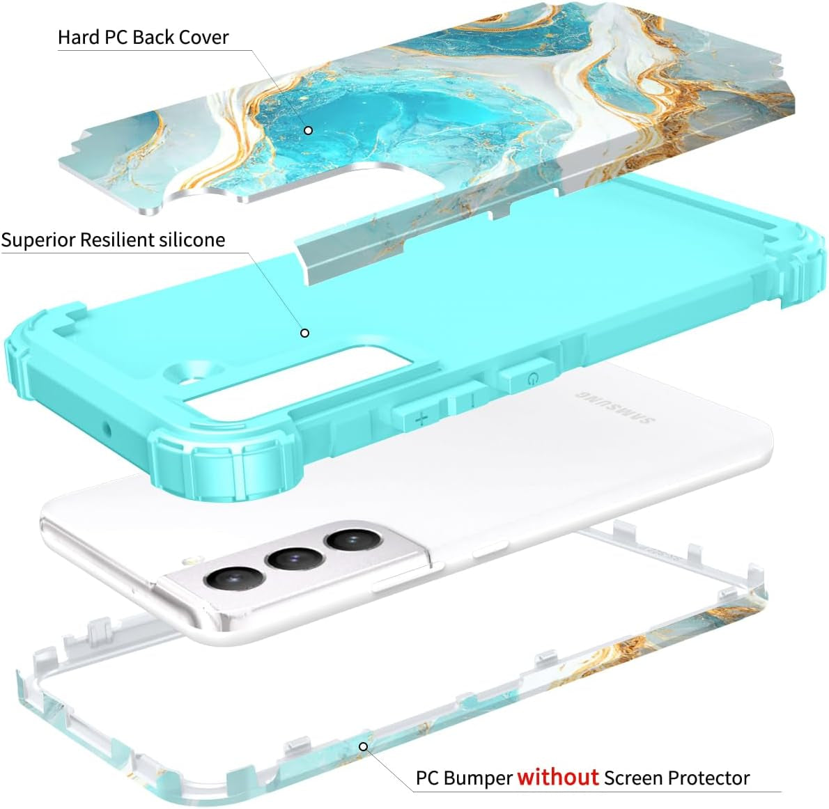 Hocase for Galaxy S22 plus Case, Heavy Duty Shockproof Soft Silicone Rubber Bumper+Hard Plastic Hybrid Protective Case for Samsung Galaxy S22 plus 5G (6.6-Inch Display) 2022 - Teal  Hocase   