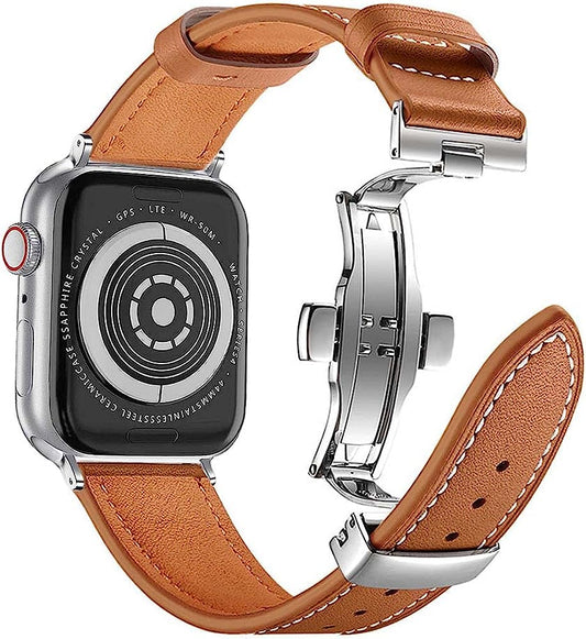 BOTOMALL Compatible with Apple Watch Band 49Mm 45 44 42Mm 41 40 38Mm Series Ultra 8 7 SE 6 5 4 3 2 1,Premium Soft Leather with 316L Stainless Steel Butterfly Buckle Replacement Straps for Iwatch  BOTOMALL   