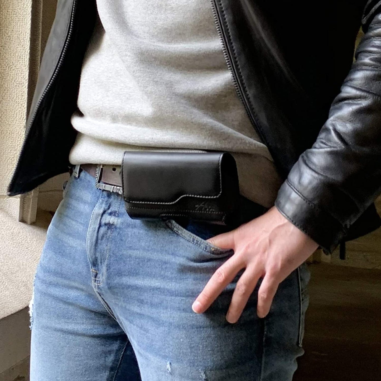 AGOZ Leather Belt Clip Case Compatible with LG V30, V30+, V30S Thinq, V35 Thinq, Cell Phone Pouch Holster Cover with Belt Loops and Magnetic Closure  AGOZ   