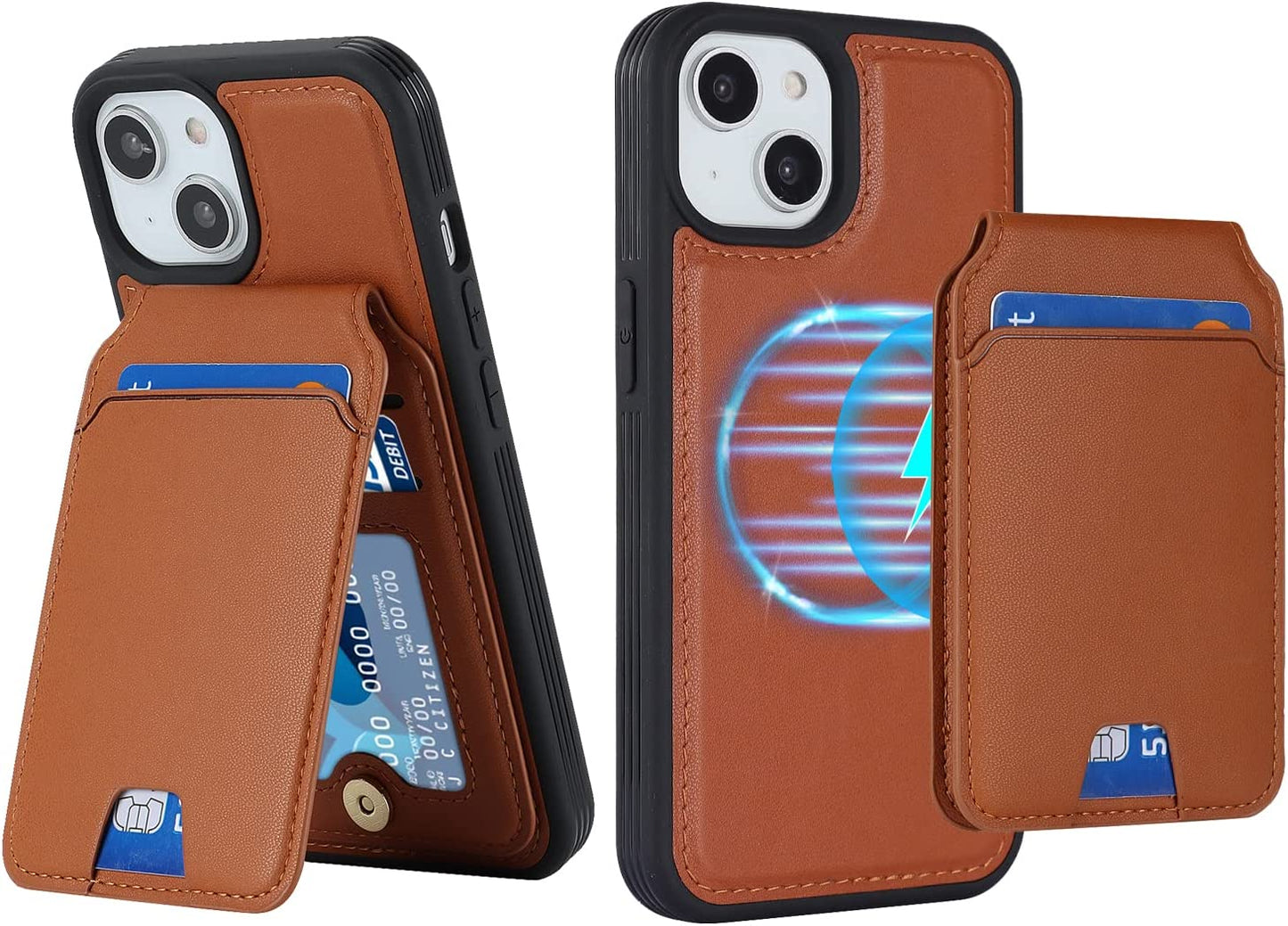 Ｈａｖａｙａ Iphone 13 Pro Max Phone Case Magsafe Compatible,Iphone 12 Pro Max Case Wallet with Card Holder,Magnetic Detachable,Magnetica Mag-Safe Cover with Kickstand for Women and Men-Purple  Ｈａｖａｙａ Brown iPhone 14 & iPhone 13 