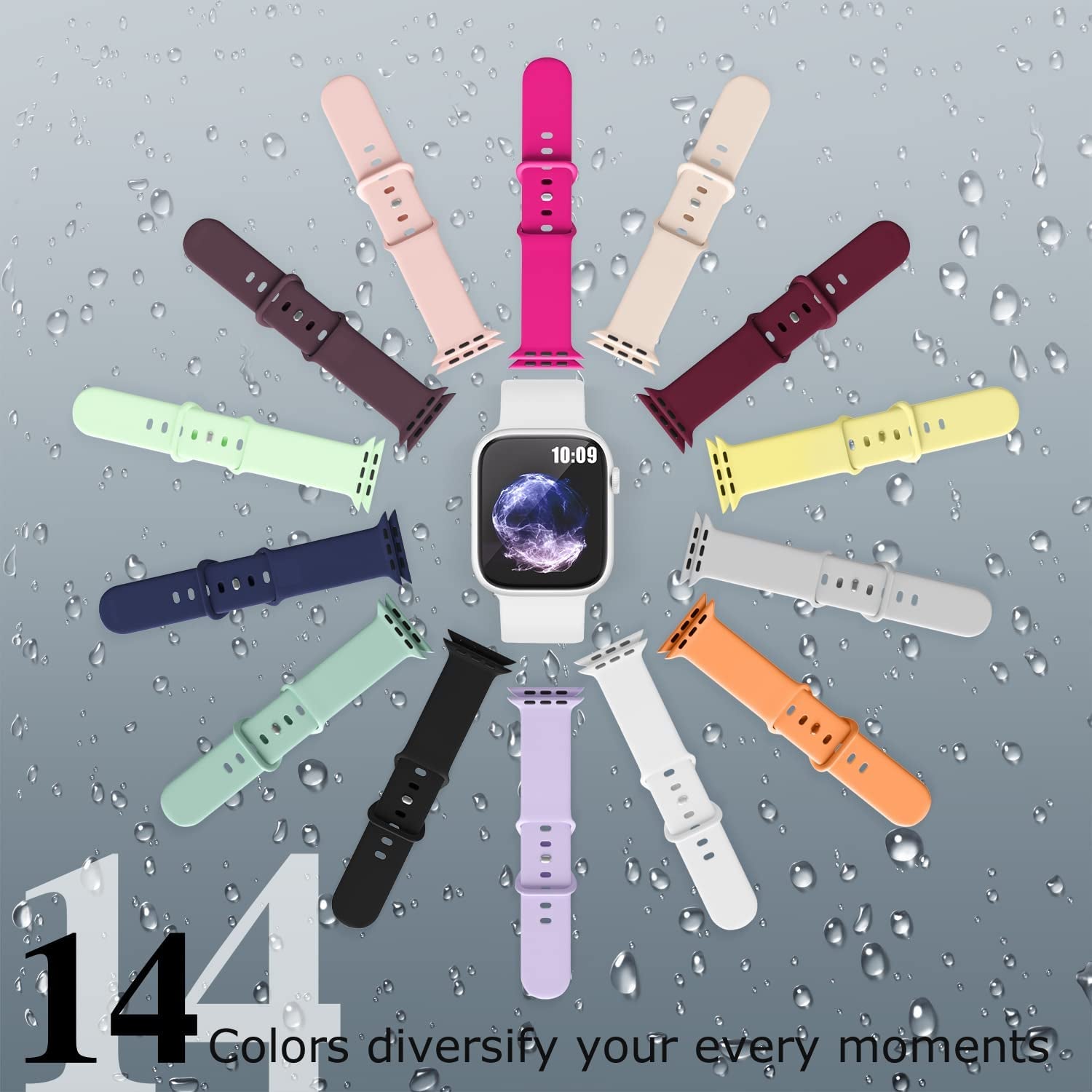 Enjoyselfhub 14Pack Bands Compatible with Apple Watch Band 41Mm 40Mm 38Mm 49Mm 45Mm 44Mm 42Mm, Sport Soft Waterproof Silicone Straps for Iwatch Apple Watch Series 8 7 6 5 4 3 2 1 SE Ultra Women Men  enjoyselfhub   