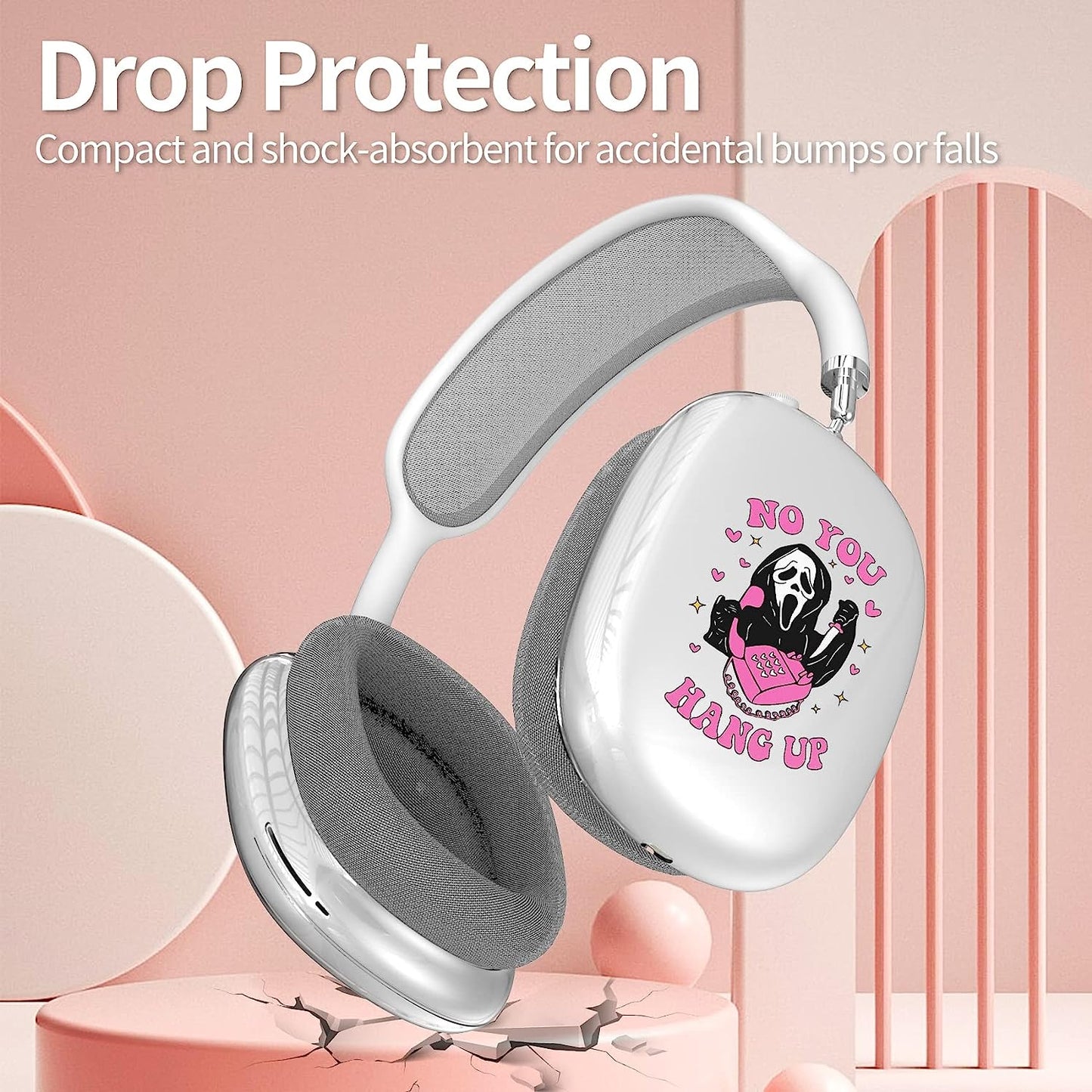 Airpods Max Cute Clear Cover Case, Clear Soft TPU Skin Case Compatible Airpods Max, Transparent Protective Cover for Apple Airpods (Scream Ghost)  DZHAXIE   