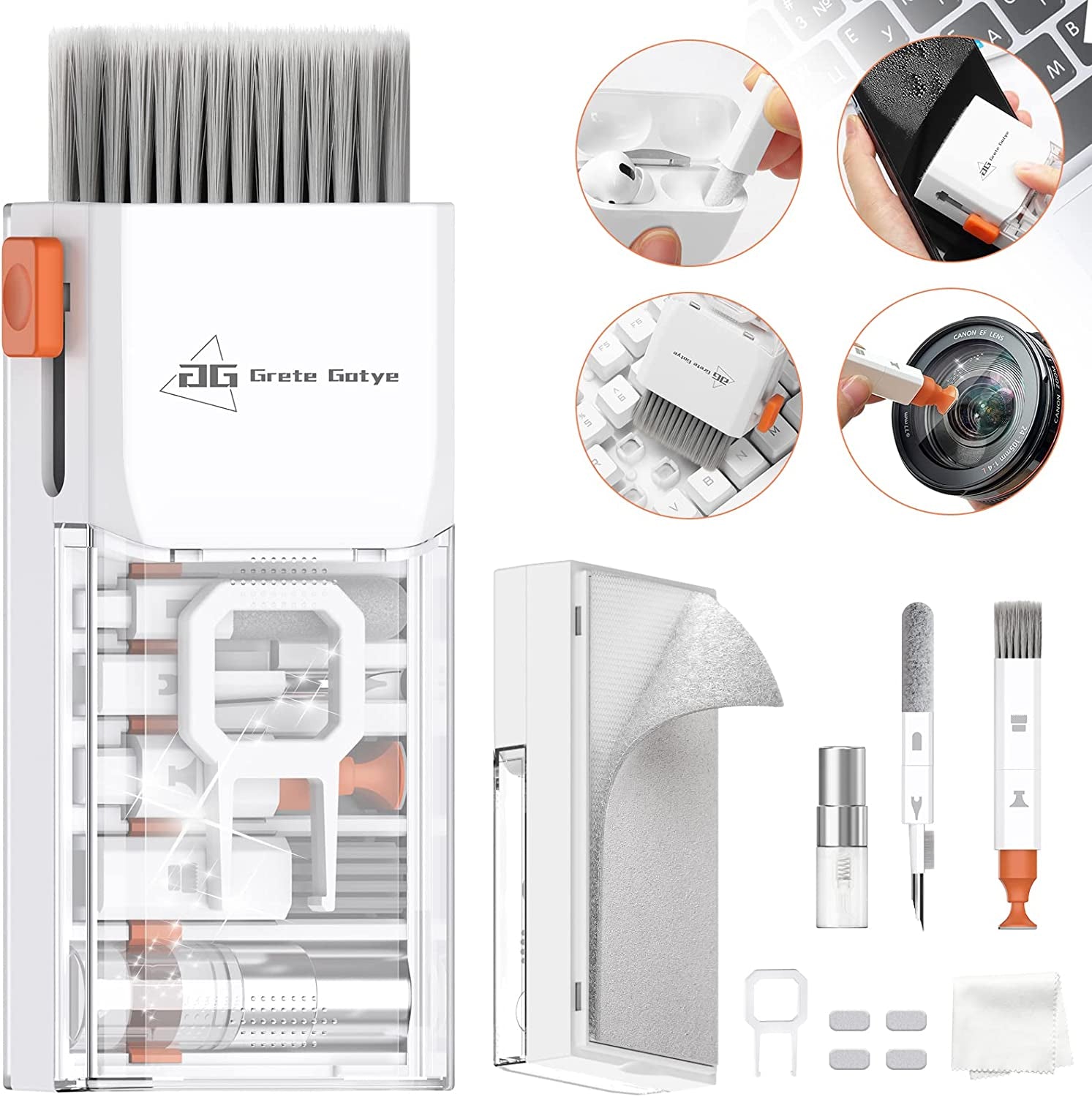 10-In-1 Keyboard Cleaner, Laptop Cleaning Kit Lens Pen for DSLR Cameras, 3 in 1 Earbud Cleaner Pen, Computer Cleaning Kit, Polish Cleaning Cloth Brush for Screen/Electronic/Macbook/Phone/Ipad/Pc/  Grete Gotye   