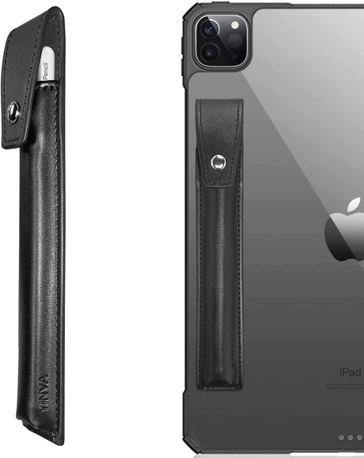 YINVA Pencil Holder Case Compatible with Apple Pencil 2Nd Generation and 1St, PU Pencil Cover Accessories Designed for Ipad Case and Stylus Pen (Black)  YINVA   