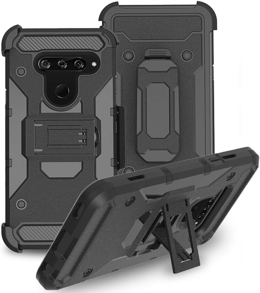 Telegaming LG V40, LG V40 Thinq Case with HD Soft Screen Protector, Heavy Duty Shock Absorption Hybrid Rugged Case Belt Clip Holster Tough Back Cover for LG V40 / V40 Thinq  Ivy   