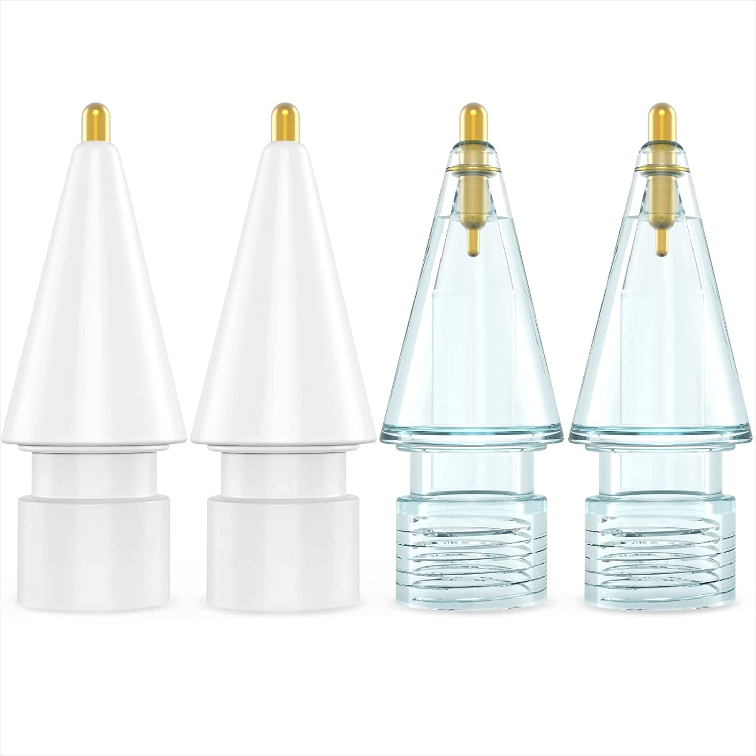 NIUTRENDZ 4 Pack Replacement Tips for Apple Pencil 2Nd Generation and 1St Generation Fine Point Metal Tip, Wear-Resistant & Precise Control (1.95Mm, Clear + Pink + Blue + Grey)  NIUTRENDZ 1.95mm - White and Blue 1.95mm 