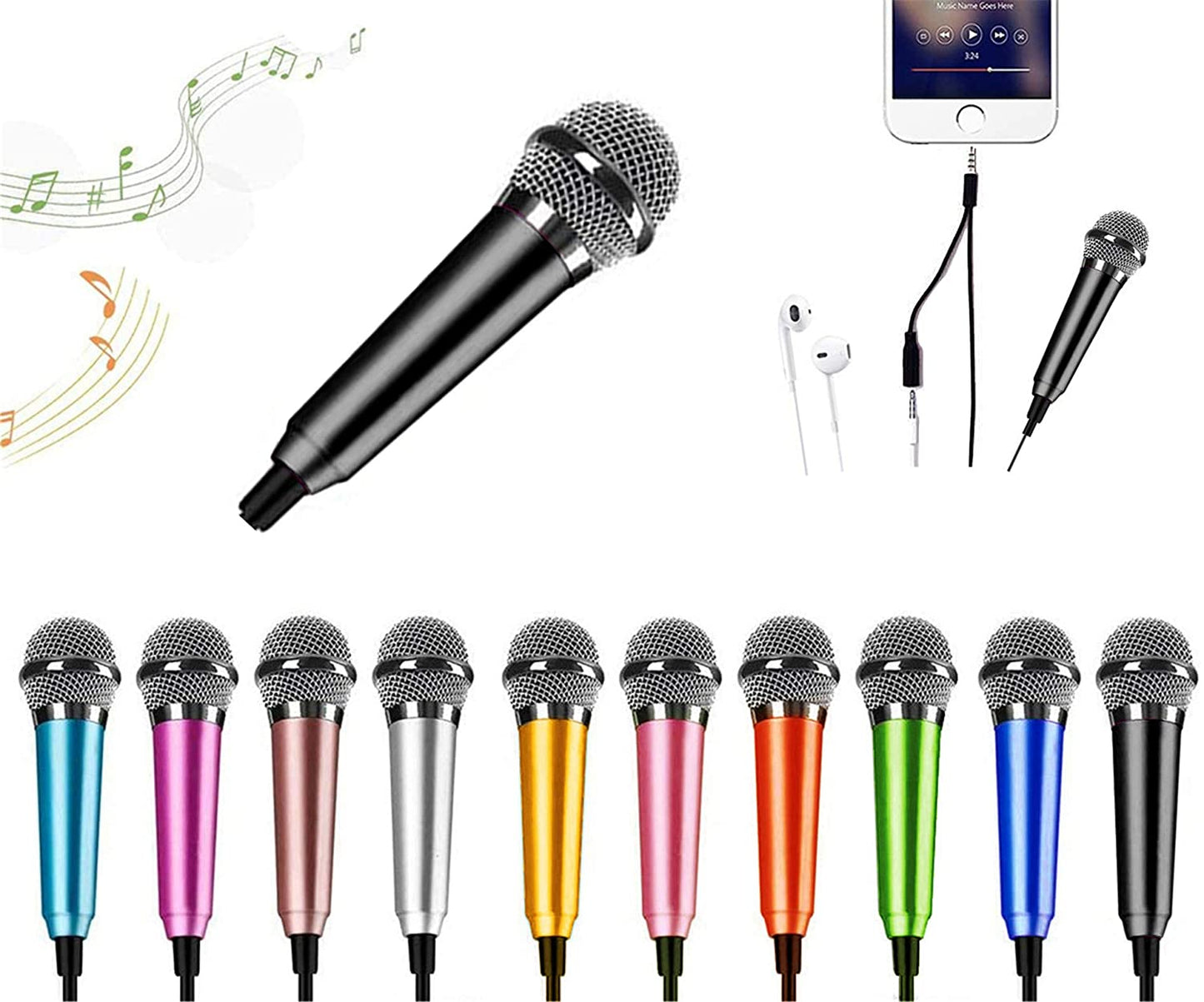 Mini Microphone,Portable Vocal Tiny Microphone, Asmr Microphone,Phone Microphone, Mini Karaoke Microphone for Voice Recording Chatting and Singing on Iphone,Android,Laptop Notebook（Silver）  DELADOLA black  