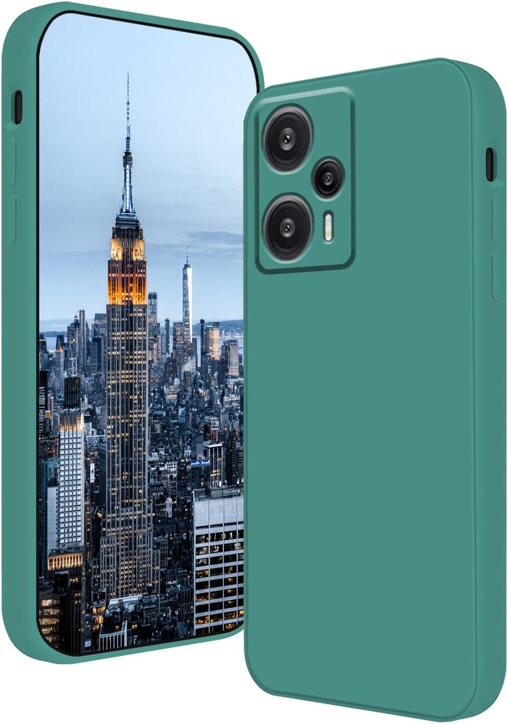 Wousunly Compatible with Poco F5 Case Silicone Liquid Dark Green, Soft Smooth Touch Xiaomi Poco F5 Phone Case Silicone Shockproof Thin Cover (Black)  Wousunly Dark Green  