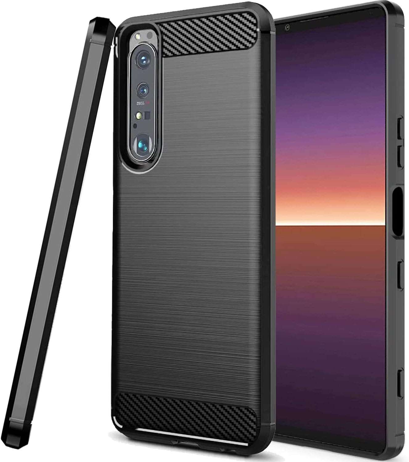 Coveron Slim Cover Designed for Sony Xperia 1 III Phone Case, Lightweight Flexible TPU Carbon Fiber - Black  CoverON   