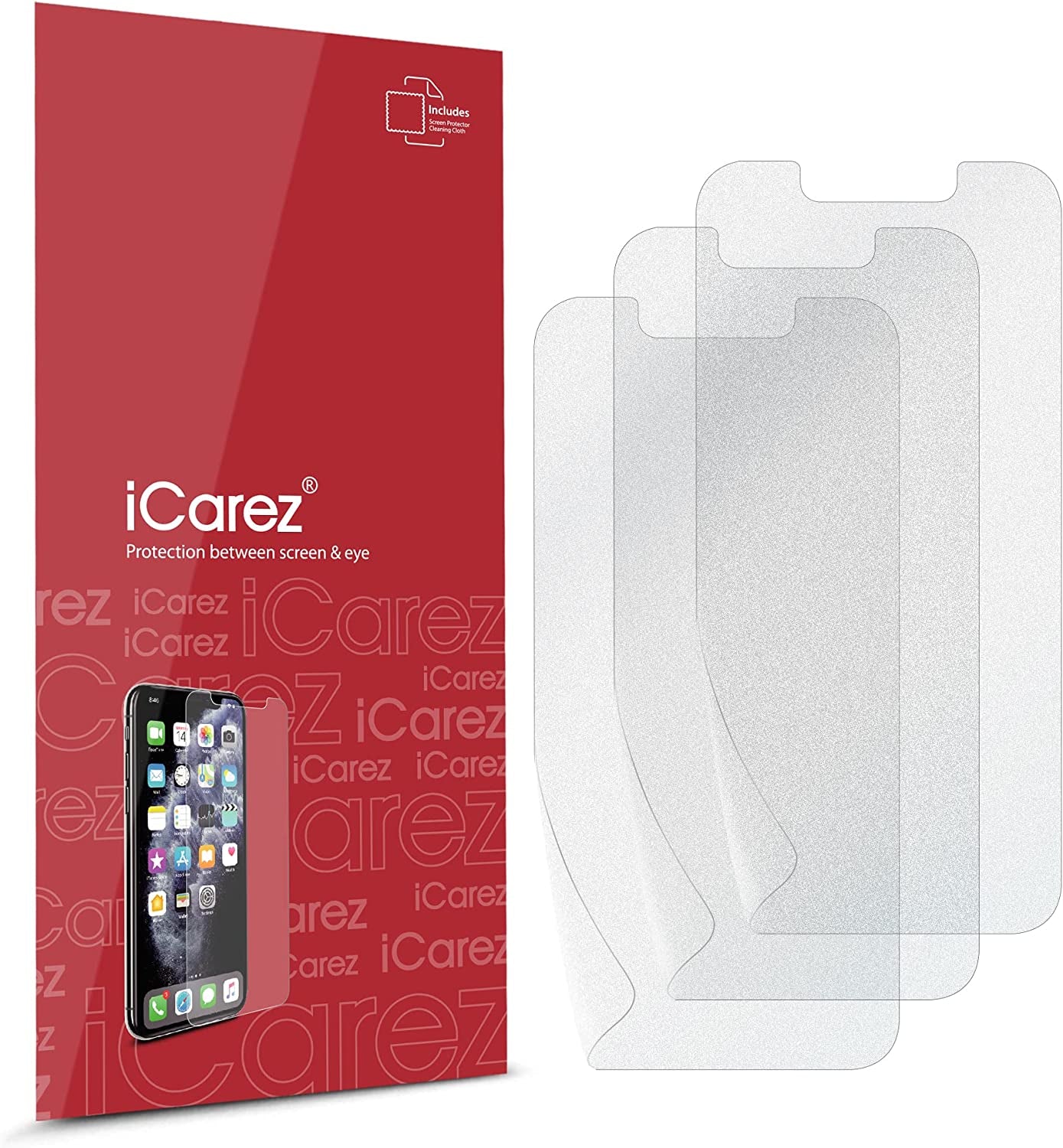 Icarez HD anti Glare Matte Screen Protector for Iphone 14 Iphone 13 /Iphone 13 Pro 6.1-Inches [3 Pack] (Case Friendly) Premium No Bubble Easy to Apply with Hinge Installation  iCarez   