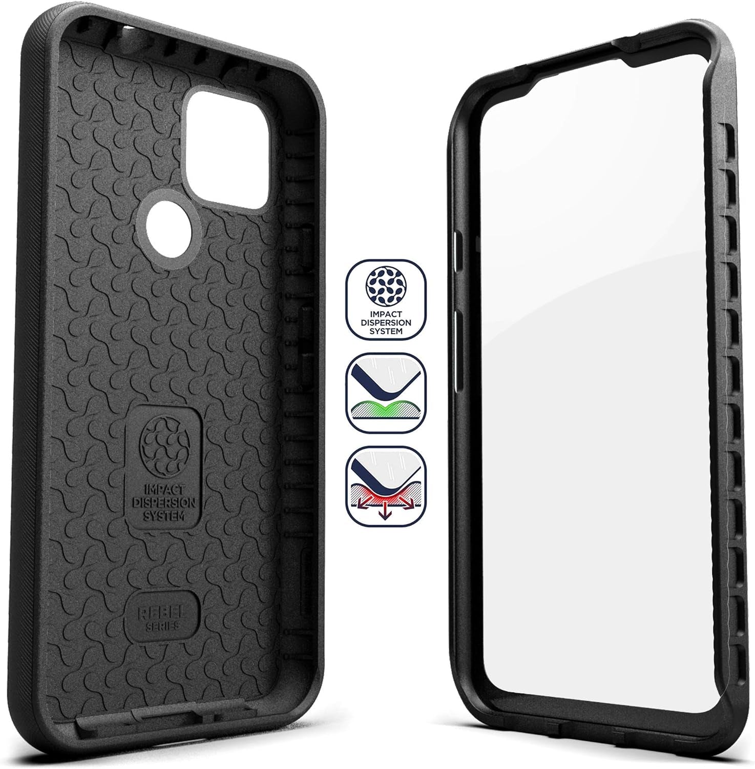 Encased Rebelshield Designed for Pixel 4A 5G Case with Screen Protector, Heavy Duty Full Body Protective Cover with Build-In Screen Guard for Google Pixel 4A 5G - Black  Encased for Google Pixel 4a 5G   