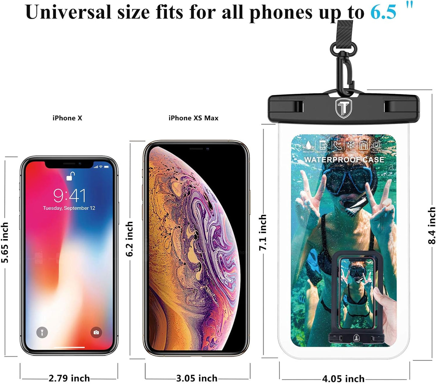 NJJEX Waterproof Phone Pouch [2 Pack] Cell Phone Dry Bag Case for Samsung Galaxy Note 20 Ultra S23 Ultra S22 S21+ S20 S10 S9 A03S A13 A14 A53 A02S A12 A32 A42 A52 Iphone 14 Pro Max 13 12 11 Xs Xr 8 7  NJJEX   