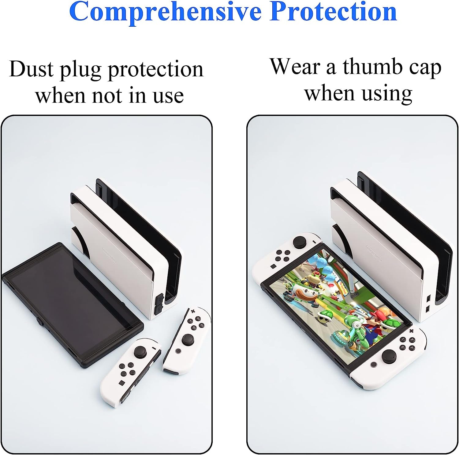 FANPL Accessories for Nintendo Switch OLED with 11 Dust Plugs and 3 Thumb Grips  FANPL   