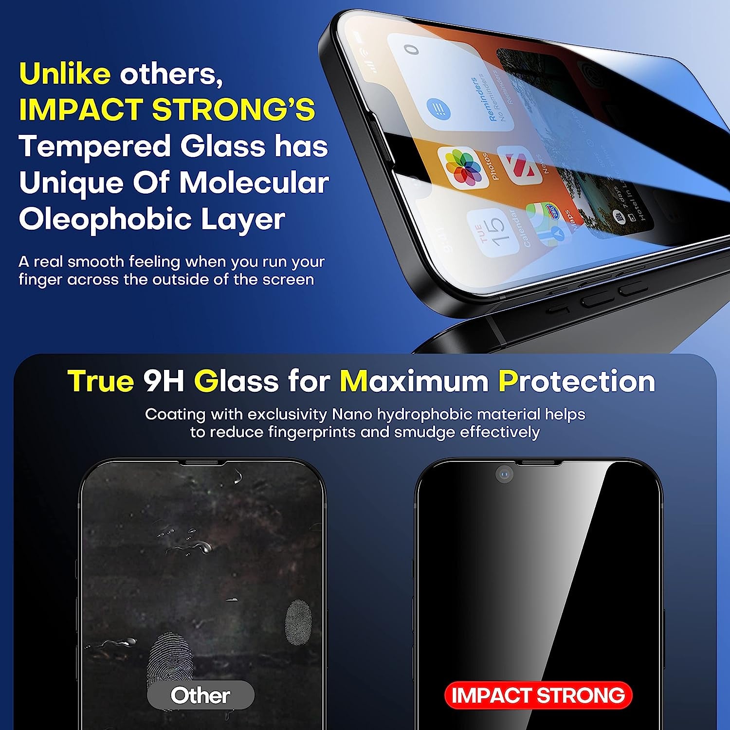 Impactstrong Privacy Glass Screen Protector for Iphone 14 /Iphone 13/13 Pro [6.1 Inch] Anti-Scratch Tempered Glass Screen Protectors with [Easy Install Kit] [9H Hardness], Case Friendly - 2 Pack  ImpactStrong   