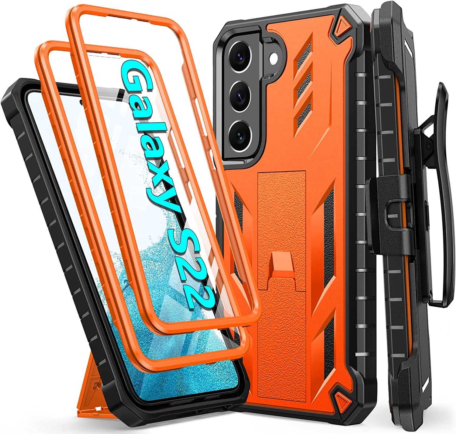 FNTCASE for Samsung Galaxy S22 Protective Case: Military Grade Protection Rugged Anti-Drop Case with Belt-Clip Holster & Kickstand - Full Shockproof Sturdy Durable Bumper Textured Cell Phone Cover  FNTCASE   