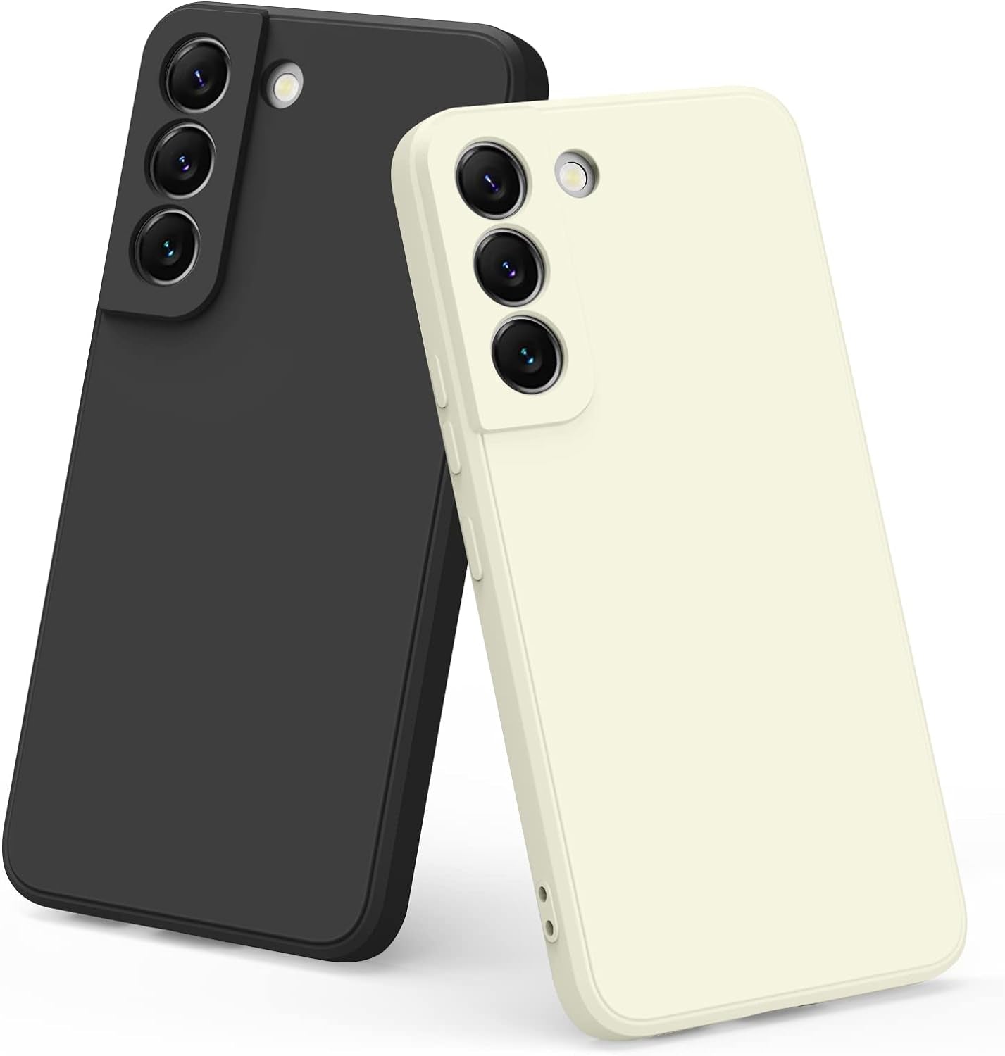 Vanjua [2 Pack] for Samsung Galaxy S22 Case, Stylish Liquid Silicone Slim Full-Body Protective Cover for Samsung Galaxy S22 5G 6.1 Inch Phone Case (Navy Blue+Light Cyan)  Vanjua Black+White  