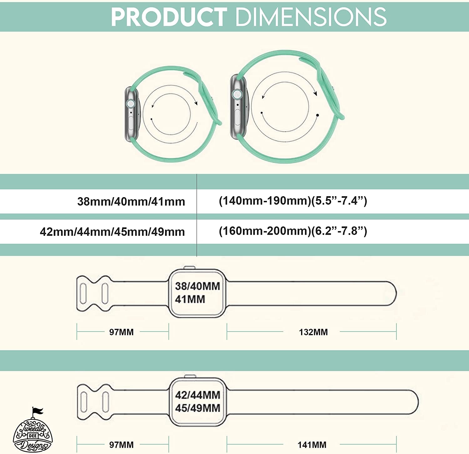 Boho White Flowers Brown Unisex Waterproof Soft Silicone Sport Band Compatible with Apple Watch Ultra and Series 8 7 6 5 4 3 2 1 SE, Model 38Mm 40Mm 41Mm 42Mm 44Mm 45Mm 49Mm, for Men and Women  Tweedle Dee Designs   