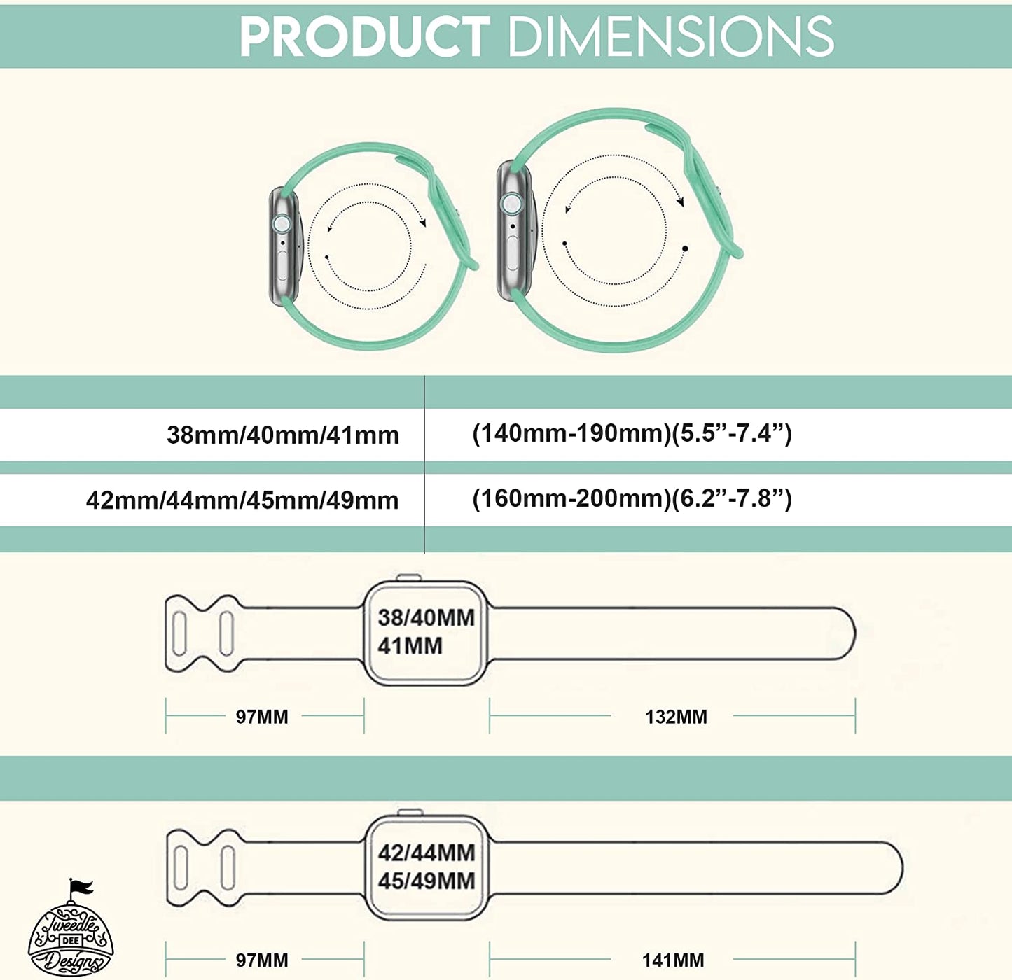 Boho Flora Forest Unisex Waterproof Soft Silicone Sport Band Compatible with Apple Watch Ultra and Series 8 7 6 5 4 3 2 1 SE, Model 38Mm 40Mm 41Mm 42Mm 44Mm 45Mm 49Mm, for Men and Women  Tweedle Dee Designs   