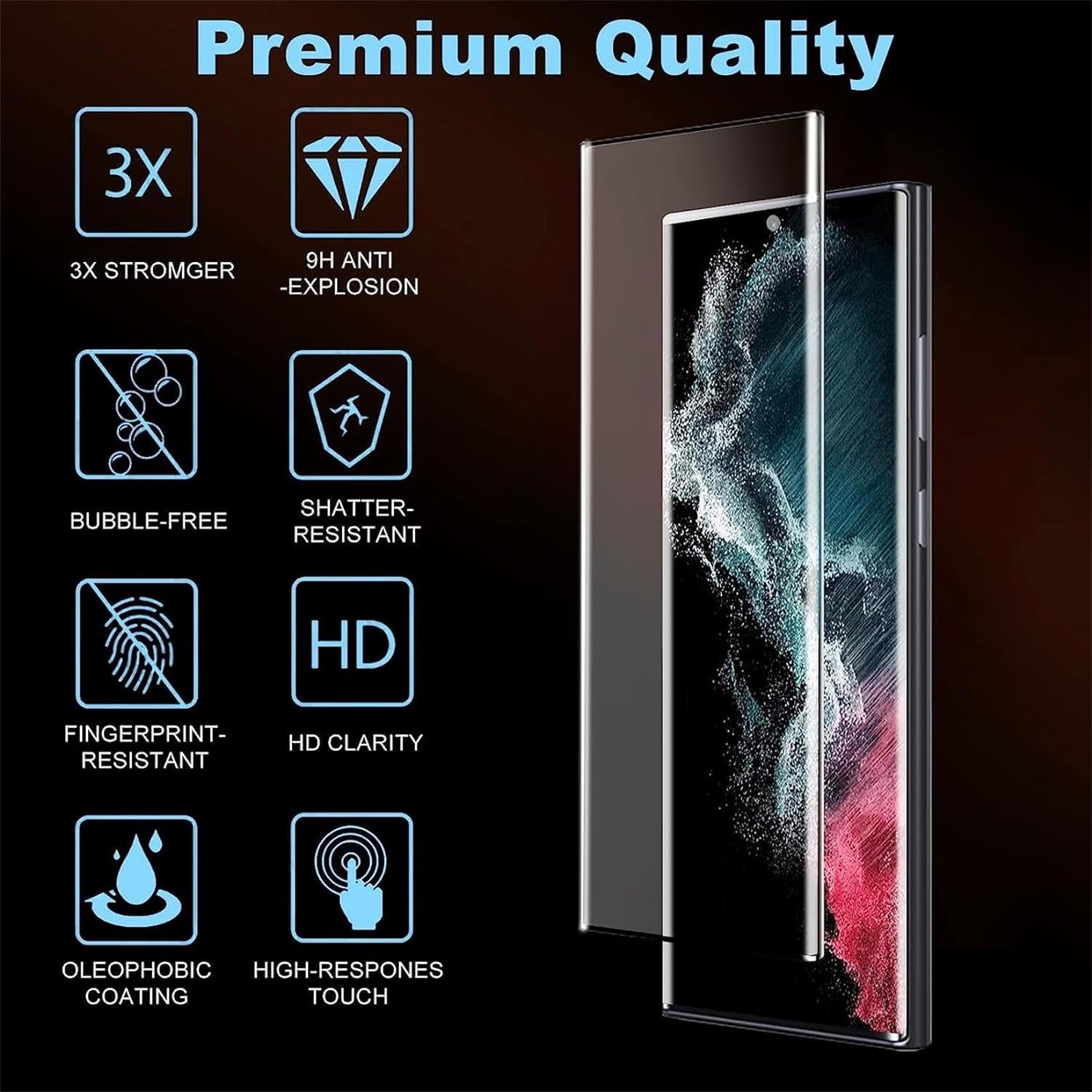 [2+2 Pack] Galaxy S22 Ultra Screen Protector, 9H Tempered Glass,3D Curved, HD Clear Scratch Resistant for Samsung Galaxy S22 Ultra Glass Screen Protector  letosan   