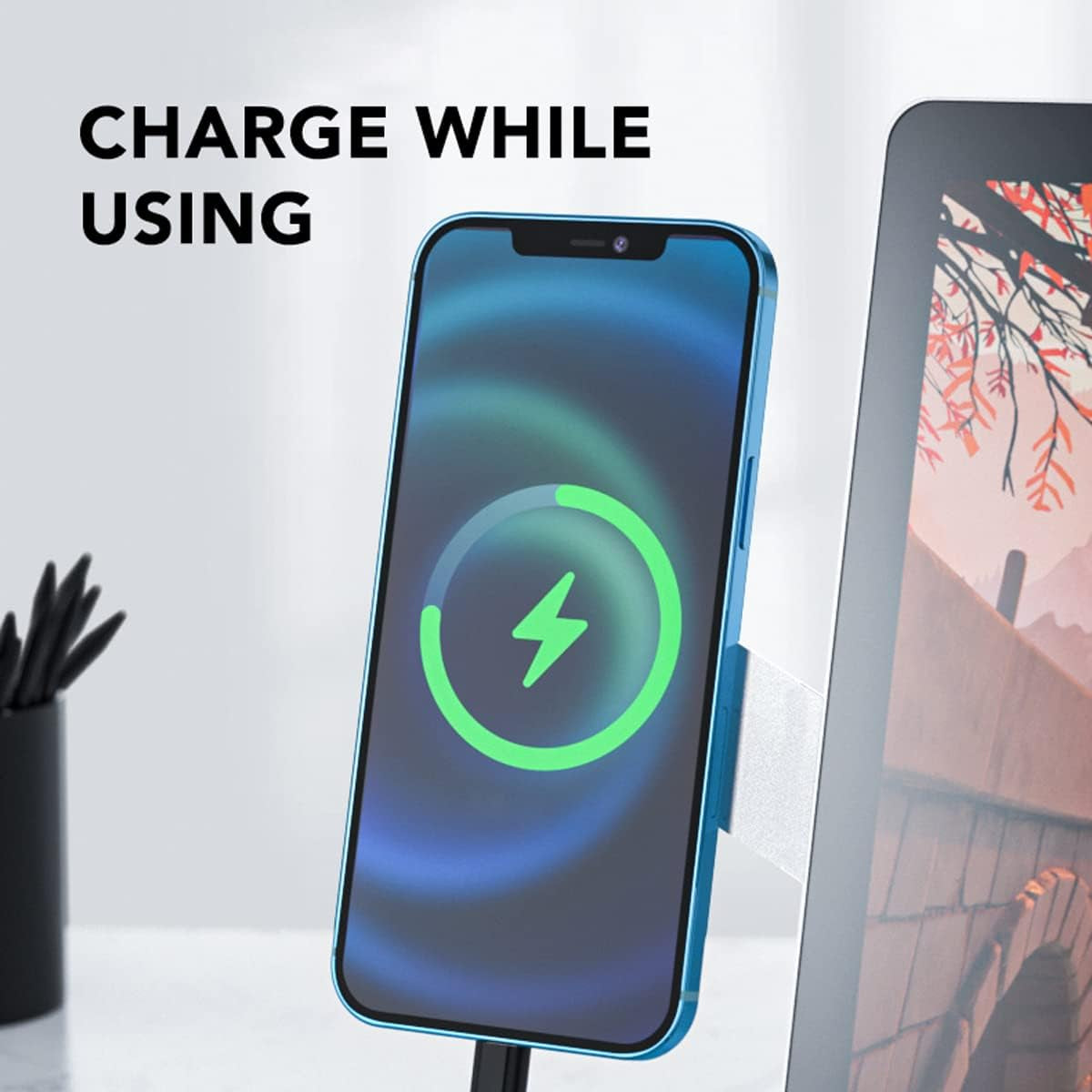 Mygadgetshack Magnetic Laptop Phone Holder Modern Slim Design Laptop Side Mount Clip. Compatible with Most Mobile Devices . Expandable Lightweight Laptop Stand. Improve Office and Home Efficiency  MyGadgetShack   