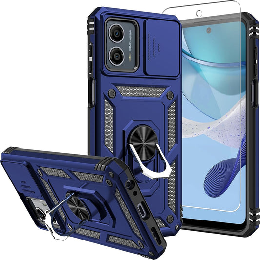 For Moto G 5G 2023 Case,[Not for 2022 Version] with Screen Protectors and Camera Cover,[Military Grade] 16Ft.Drop Tested Cover with Magnetic Kickstand Protective Case for Motorola G 5G 2023, Blue  SKMY   