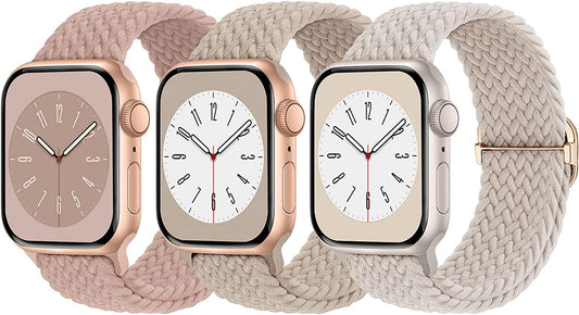 3 Pack Braided Solo Loop Compatible with Apple Watch Band 38Mm 40Mm 41Mm 42Mm 44Mm 45Mm 49Mm for Women Men, Stretchy Straps Elastic Sport Wristbands for Iwatch Series 8 7 6 5 4 3 2 1 SE Ultra  Butifacion   