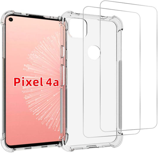 Urspasol for Google Pixel 4A Case (Not Fit 4A 5G) with Tempered Glass Screen Protector Crystal Clear Ultra Slim Lightweight Cover Shock-Absorption Bumper Transparent Shockproof  Urspasol   