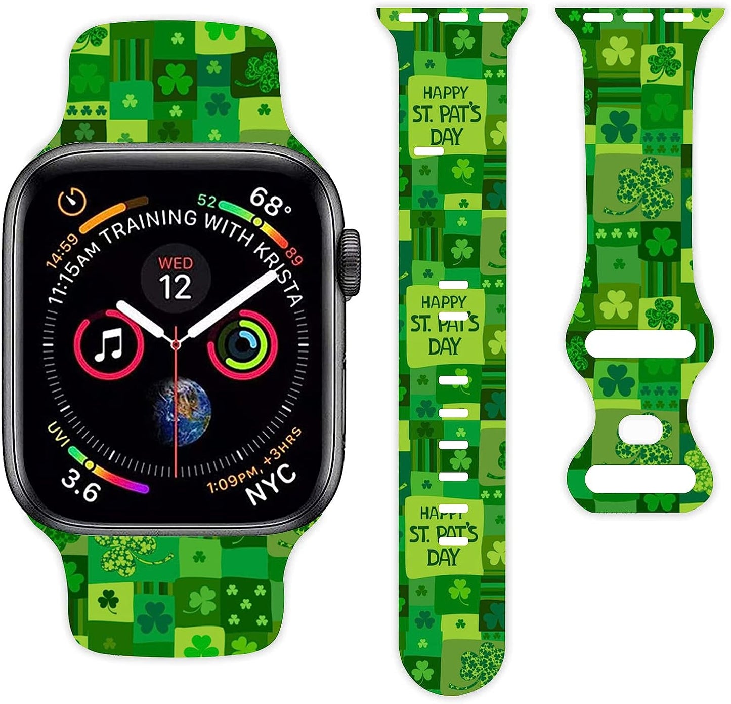 St. Patrick'S Day Holiday Watch Band Compatible with Apple Watch 38Mm 40Mm 42Mm 44Mm for Women Men Girls, Adjustable Clover Soft Silicone Sport Strap Replacement Band with All Iwatch Series  MohuanDd   