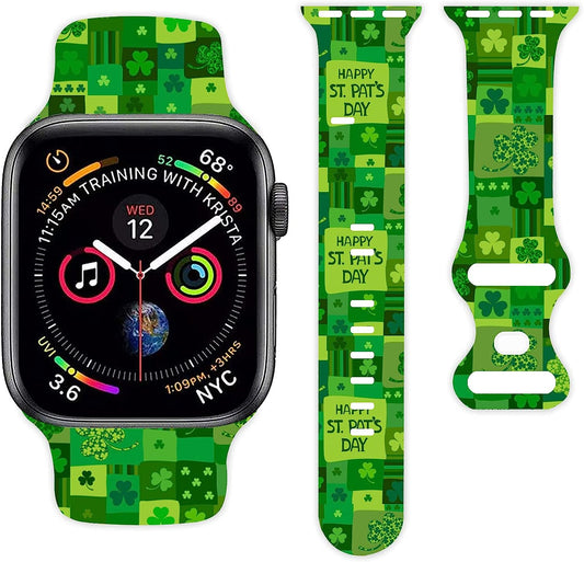 St. Patrick'S Day Holiday Watch Band Compatible with Apple Watch 38Mm 40Mm 42Mm 44Mm for Women Men Girls, Adjustable Clover Soft Silicone Sport Strap Replacement Band with All Iwatch Series  MohuanDd   