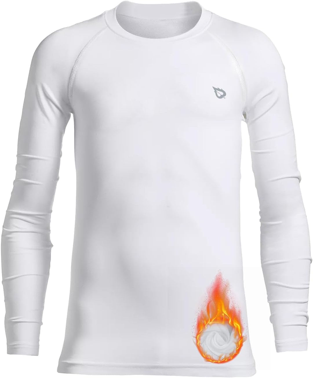 BALEAF Boys Thermal Compression Shirts Youth Long Sleeve Fleece Base Layer Soccer Football Cold Gear  BALEAF White Crew Neck X-Large