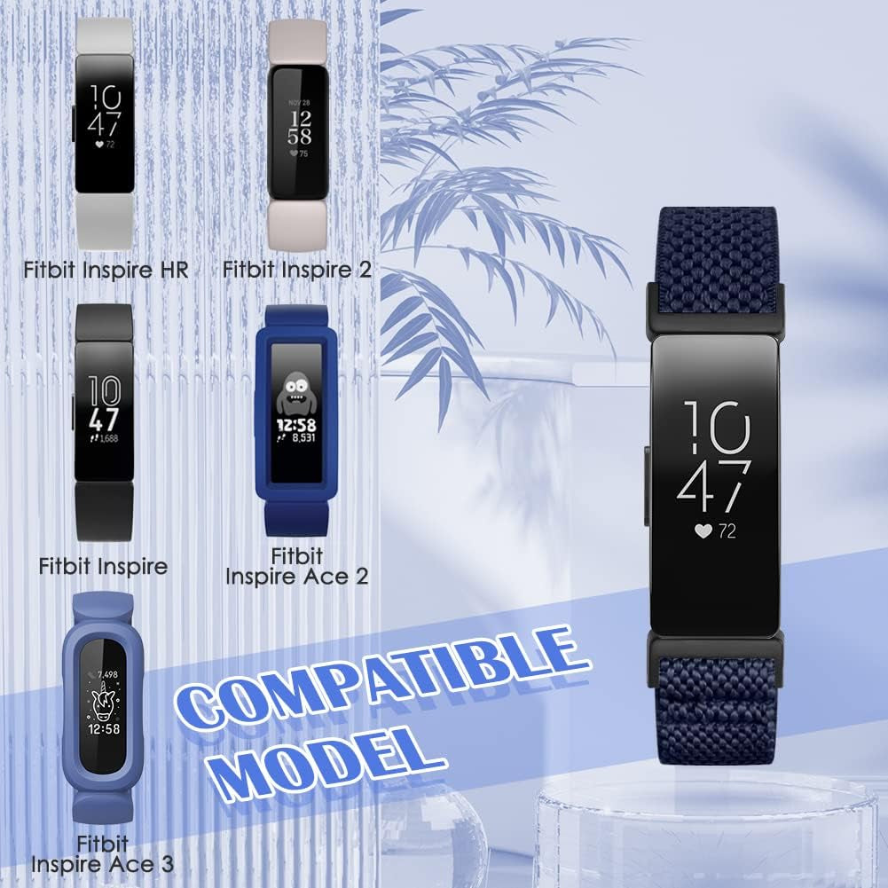 XFYELE Elastic Nylon Band Compatible with Fitbit Inspire 2/ Inspire/Inspire Hr/Inspire Ace 2/ Inspire Ace 3，Adjustable Stretch Breathable Nylon Sport Loop Replacement Strap for Women Men  XFYELE   