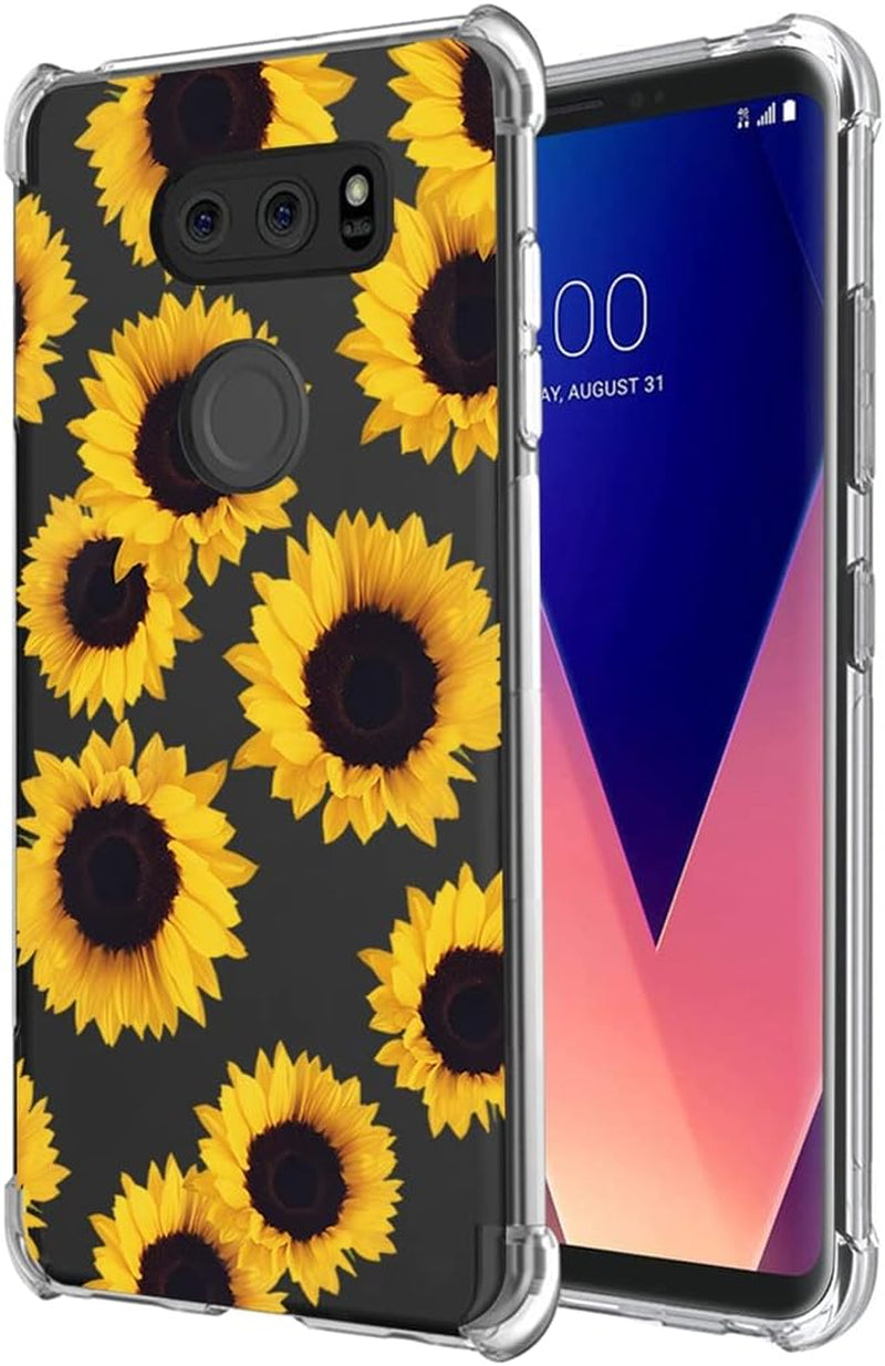 Yerebel Case for LG V30/V30S Thinq/V35 Thinq/V30+/V30 plus Case, US998 Cute Case, Clear Flexible Bumper TPU Soft Rubber Silicone Cover Phone Case for LG V30 (Sunflower)  Yerebel   