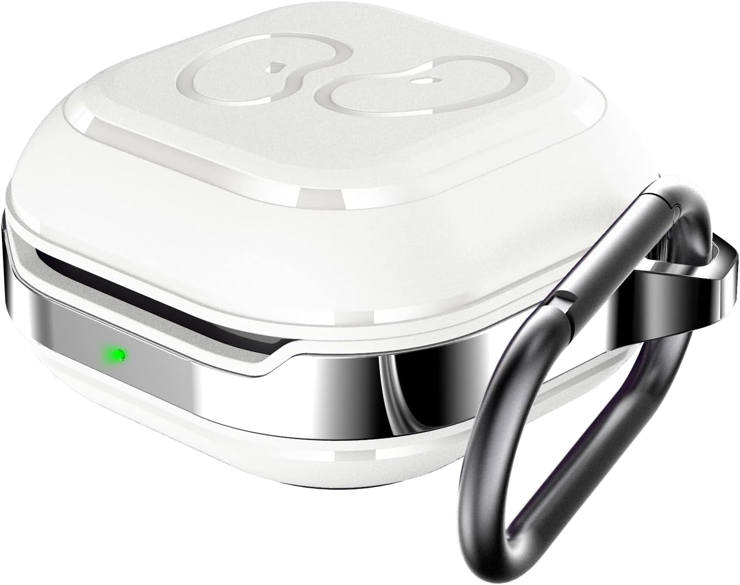 HALLEAST for Galaxy Buds 2 Pro Case 2022/ Galaxy Buds 2 Case 2021/ Galaxy Buds Pro Case 2021/ Galaxy Buds Live Case 2020, TPU Cover Metal Alloy Carrying Case with Keychain Clip, Black  HALLEAST Off-White  