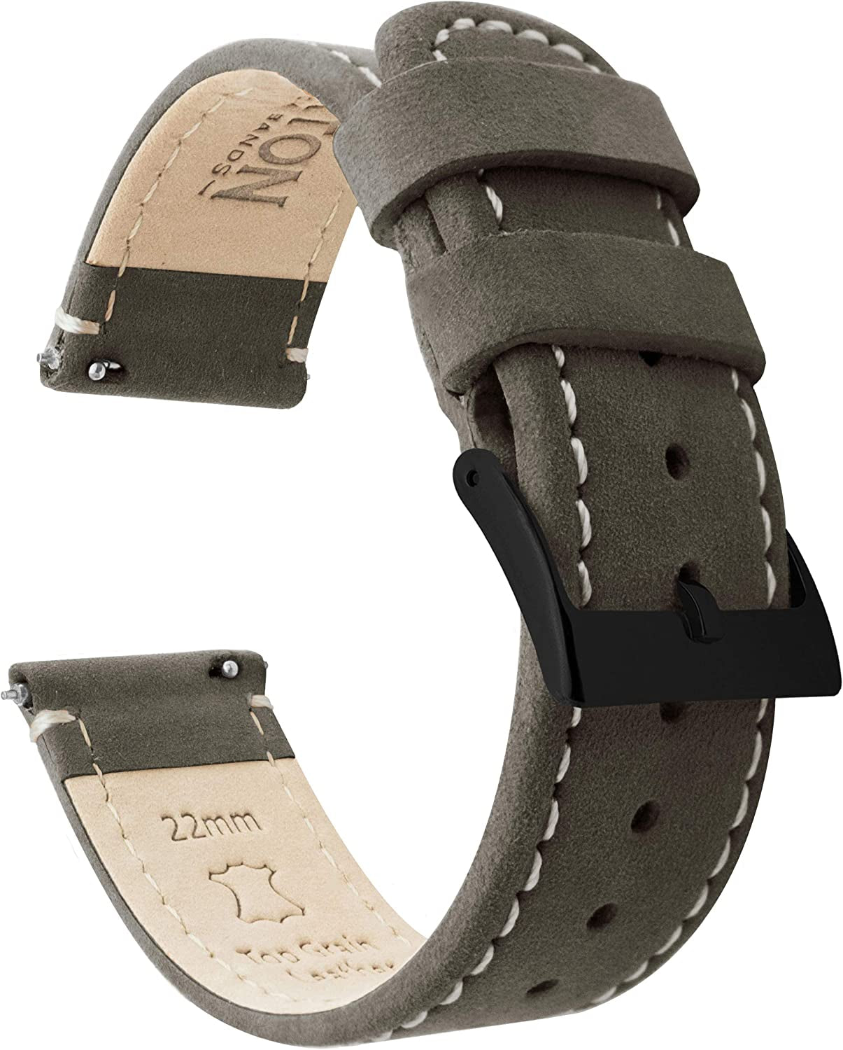 BARTON Top Grain Leather Watch Bands Compatible with All Apple Watch Models - Series 8, 7, 6, 5, 4, 3, 2, 1, SE & Ultra - Size 38Mm, 40Mm, 41Mm, 42Mm, 44Mm, 45Mm or 49Mm  Barton Watch Bands Espresso Leather / Linen White Stitching 18mm 