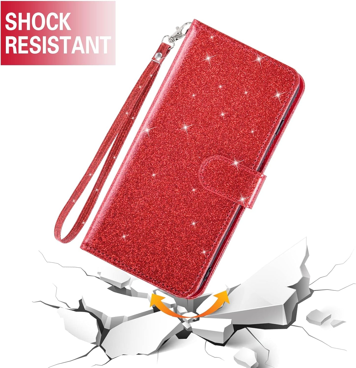 Asuwish Phone Case for LG V35 Thinq V30 plus with Tempered Glass Screen Protector and Glitter Wallet Cover Card Holder Slot Stand Flip LGV30 LGV35 LG30 LG35 V 30 35 V30+ 30+ V30S H931 Women Men Red  Asuwish   