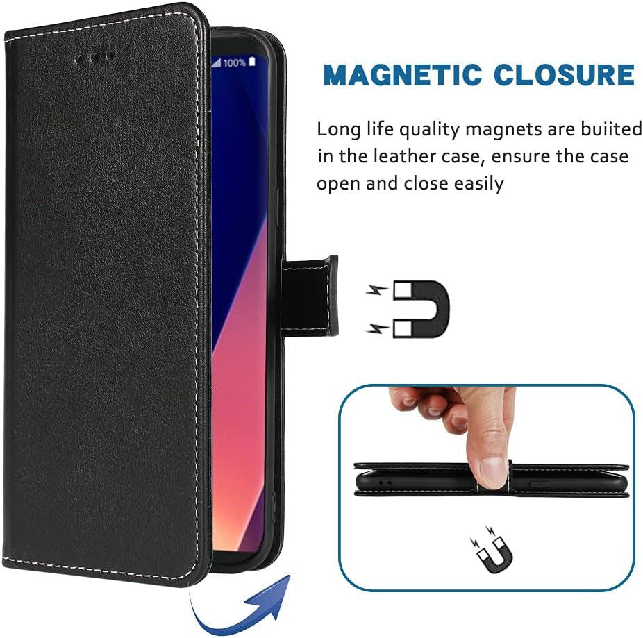 FDCWTSH Compatible with LG V35 Thinq V30 plus Wallet Case Wrist Strap Lanyard Leather Flip Cover Card Holder Stand Cell Accessories Phone Cases for LGV30 LGV35 LG30 LG35 V 30 35 V30+ V30S H931 Black  FDCWTSH   