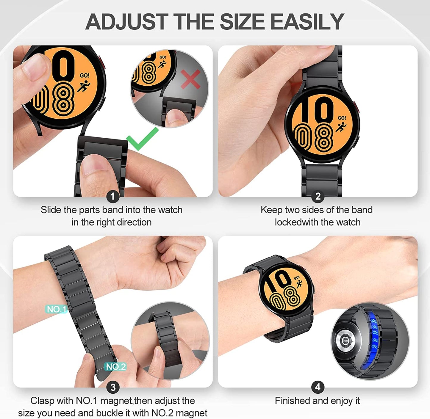 Oribox 20Mm Watch Bands Compatible for Watch Bands,Samsung Galaxy Watch 4 Band,Galaxy Watch Active 2 Bands,Galaxy Watch 4, Galaxy Watch 3 41Mm,Galaxy Watch 42Mm,High-Grade Adjustable Strap Magnetic Wristband for Men Women  ORIbox   