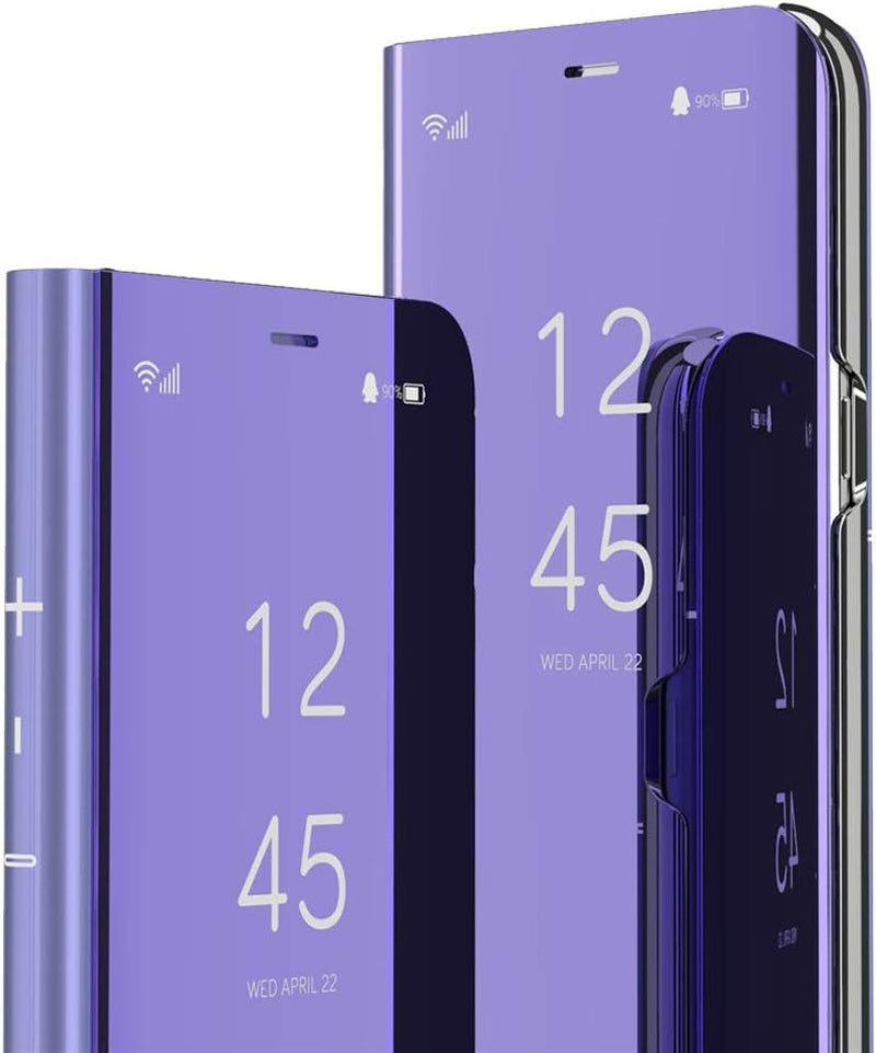 QIVSTARS Case for LG V30 / V30 plus Cool Style Clear View Window Electroplate Plating Stand Scratchproof Full Body Protective Flip Ultra Slim Cover for LG V30 / V30 plus PU Mirror:Silver QH  QIVSTARS 4-Plating Mirror:Purple  
