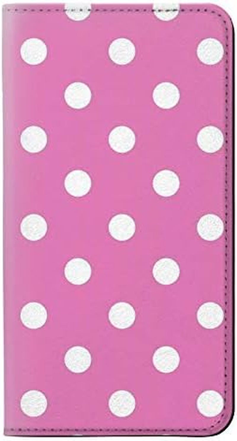 RW2358 Pink Polka Dots PU Leather Flip Case Cover for LG V30, LG V30 Plus, LG V30S Thinq, LG V35, LG V35 Thinq  JJ Phone Case   