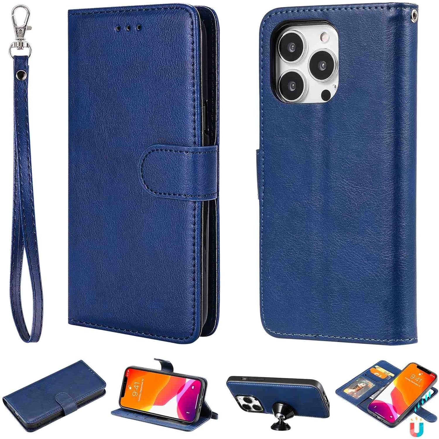 Fansipro Phone Cover Wallet Folio Case for LG G7 THINQ, Premium PU Leather Slim Fit Cover for G7 THINQ, 2 Card Slots, 1 Photo Frame Slot, Super Fit, Black  Fansipro Blue  