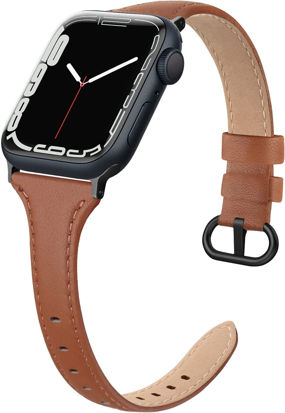SWEES Leather Band Compatible for Apple Watch 38Mm 40Mm 41Mm, Slim Thin Dressy Elegant Genuine Leather Strap Compatible for Iwatch Series 8, 7, 6, 5, 4, 3, 2, 1, SE, Sport & Edition Women, Brown  SWEES BrownBL 38mm 40mm 41mm 